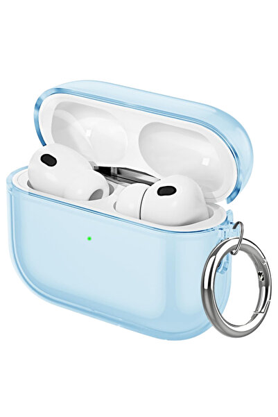 Choice12 جراب شفاف أزرق لسماعات AirPods Pro 3، جراب شفاف لامع براق لسماعات Ai...