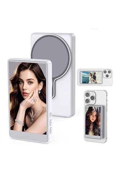 Choice شاشة عرض سيلفي مغناطيسية بيضاء للهاتف الذكي، تدعم الكاميرا الخلفية، وت...