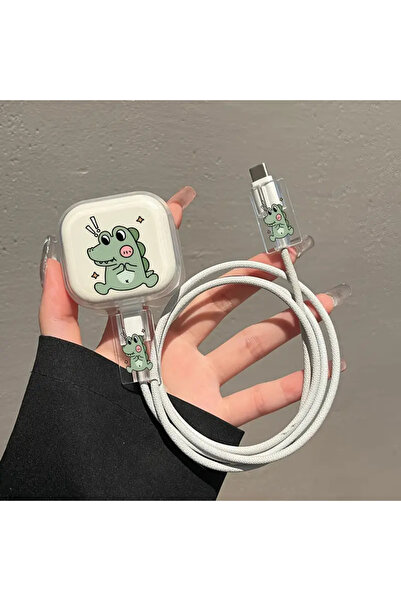 Choice3 جراب حماية شاحن بتصميم ديناصور كرتوني أخضر لهاتف آيفون، كابل محول USB...