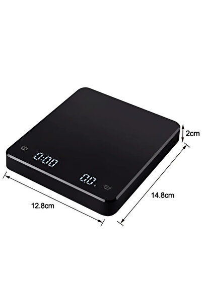 Choice1 3Kg 0.1g Black Digital Rechargable Coffee Scale with Timer LED Screen...
