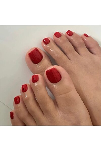 Choice4 أظافر قدم حمراء 24 قطعة - أظافر قدم صناعية حمراء طبيعية - لون سادة، م...