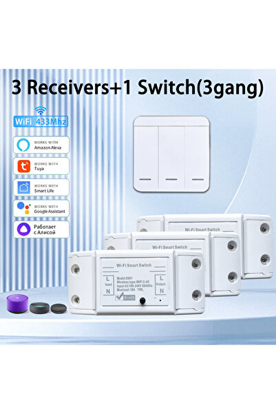 choice2 3 Receiver 1 Switch Tuya Smart WiFi Light Switch RF 433MHz 1/2/3 Gang...