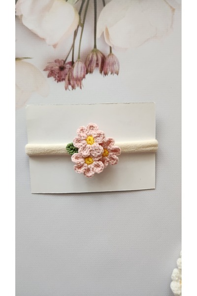 Baby El örgüsü papatya model bandana 0-1 yaş Antialerjik