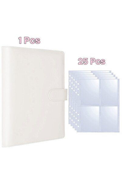 Choice10 white with 25 pages A5 Kpop Photard Binder with 25 pages 4-Pket Card...