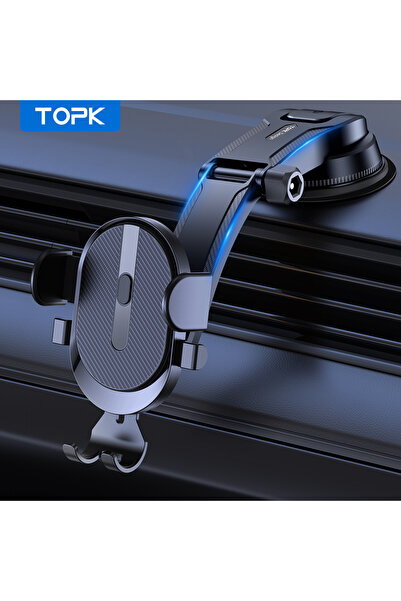 Choice حامل هاتف للسيارة من TOPK باللون الأسود، حامل مُحسّن للمكالمات بدون اس...