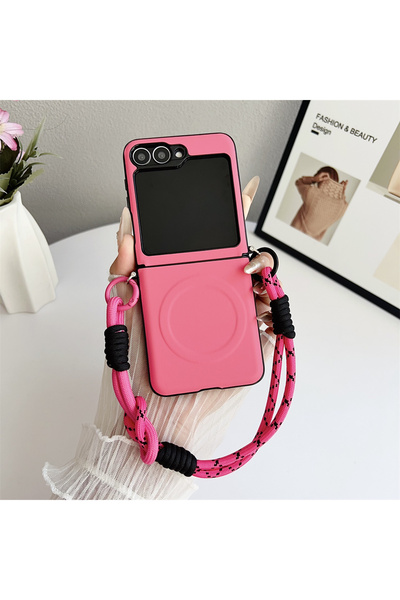 Choice4 Galaxy Z Flip7 Rose pink For Magsafe Magnetic Wrist Strap Phone Case ...