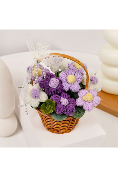 Choice باقة زهور أرجوانية محبوكة يدويًا، قطعة واحدة، مقاس واحد، باقة زهور ديز...