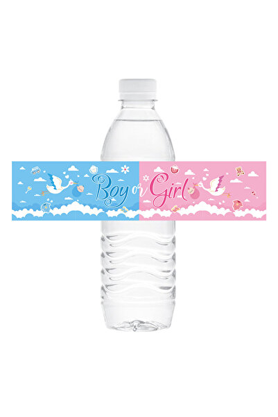 Choice1 48 قطعة ملصقات زرقاء/وردية لتزيين زجاجات المياه لحفلات استقبال المولو...