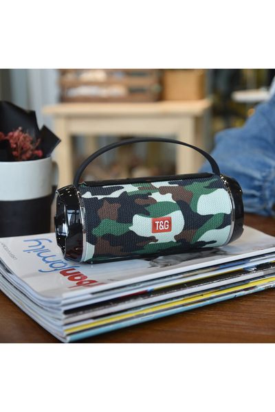 Choice7 مكبر صوت بلوتوث لاسلكي محمول قابل للطي بتصميم مموه، مزود براديو FM وج...