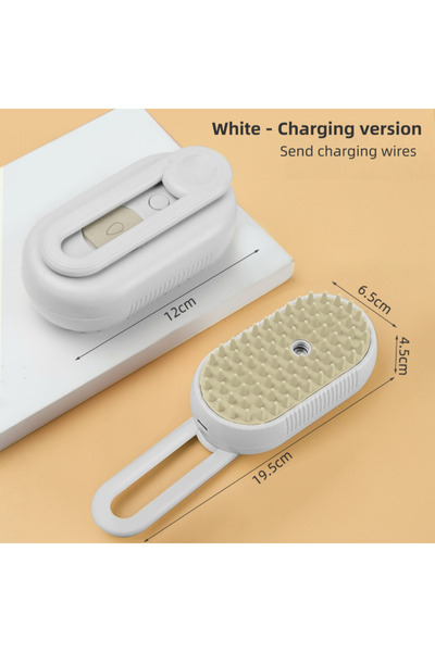 Choice فرشاة تدليك بيضاء قطعة واحدة مع بخاخ للقطط والكلاب، فرشاة بخار 3 في 1 ...