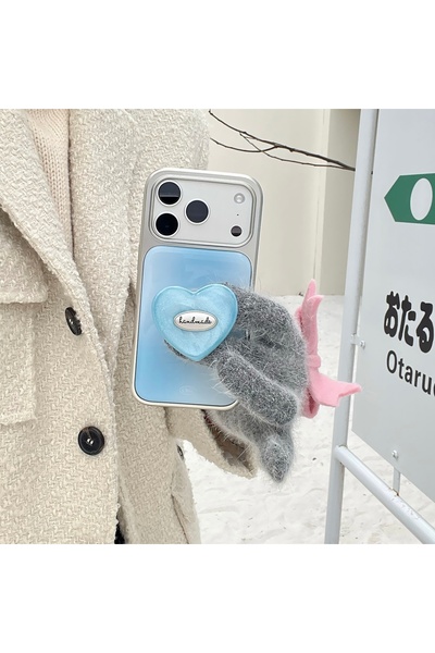 Choice23 هاتف iPhone 17 Pro بتصميم شبكي أزرق جديد متدرج مع إطار فضي، مزين بقل...