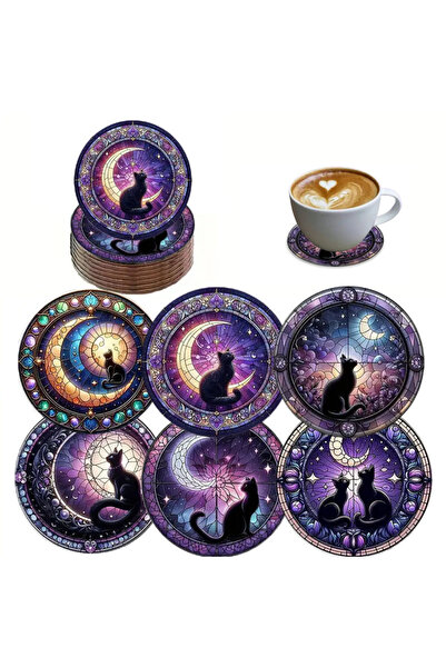 Choice BD167 مجموعة من 6 قطع من قواعد الأكواب الخشبية المضادة للانزلاق بنقشة ...