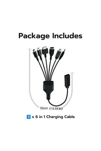 Choice كابل شحن ألعاب USB من النوع C بطول 50 سم، 6 في 1، متوافق مع NDS Lite /...