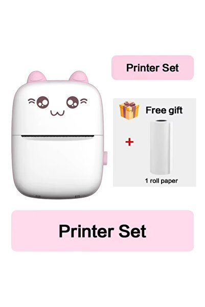 Choice1 Pink Printer Set 58MM Mini Portable Thermal Printer Wireless Bluetoot...