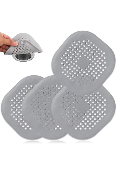 Choice 14×14 سم، 4 قطع رمادية، 1-4 قطع، مصفاة شعر لمصرف الدش، سدادة حوض، فلتر...