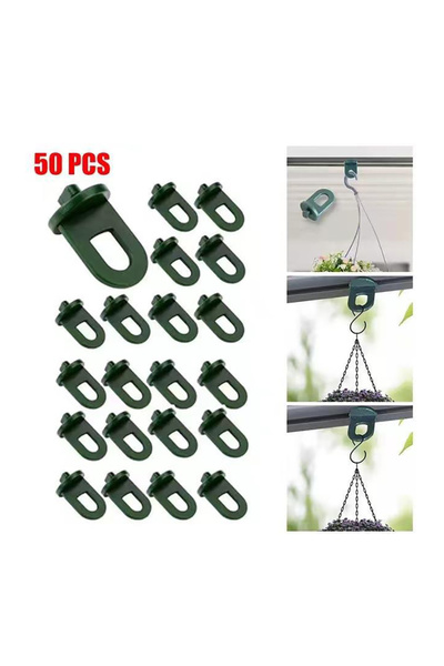 Choice مجموعة من 50 خطافًا بلاستيكيًا أخضر/أسود لتعليق النباتات والزهور في ال...