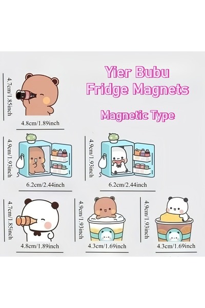 Choice ٦ قطع من مغناطيسات الثلاجة اللطيفة بتصميم بوبو دودو، باندا كاواي، ملصق...