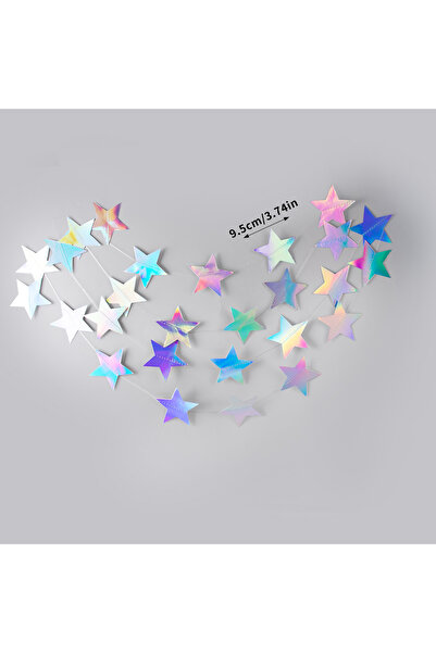 Choice زينة معلقة على شكل نجمة فضية ليزرية بطول 4 أمتار، مزينة بدائرة منقطة م...