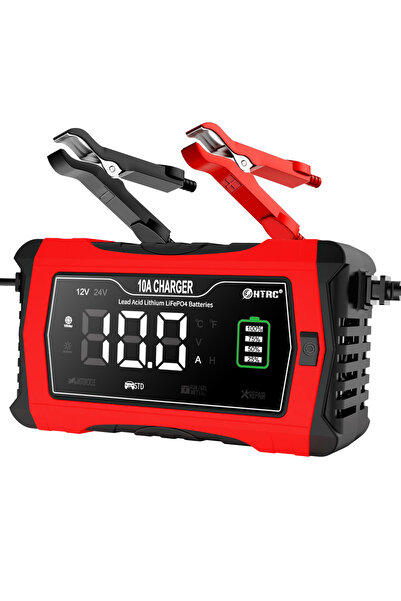 Choice1 UK PLUG Red HTRC 10A 12V 24V Car Battery Charger Charger for Motorcyc...