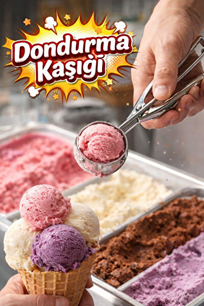 Mode Cool Paslanmaz Çelik Dondurma Kaşığı – Otomatik Bırakmalı Kurabiye ve Do...