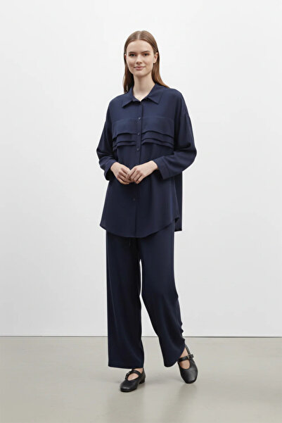 Puane Women's Front Fold Detailed Wide-Leg Trousers Suit 14423