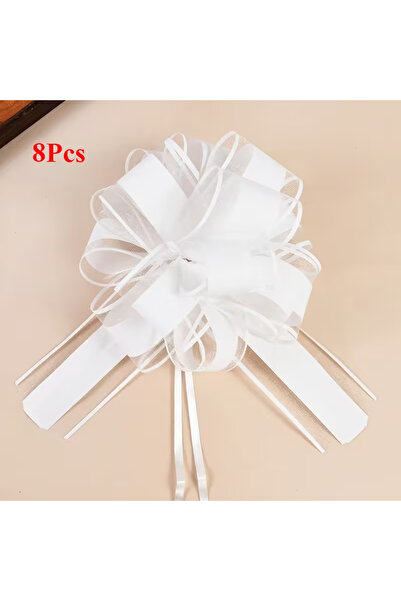 Choice 8pcs 8 Large plastic drawstring bows - Elegant white wedding car decor...