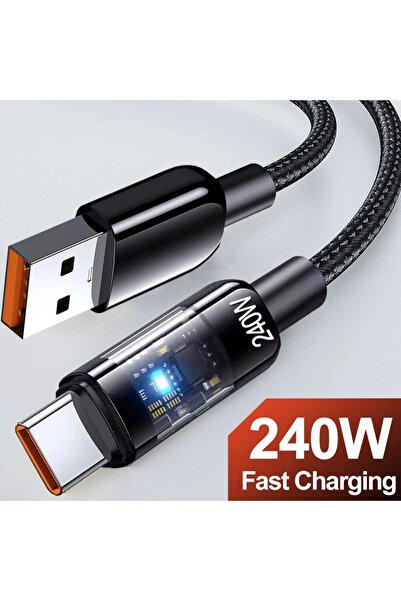 Choice كابل شحن ونقل بيانات فائق السرعة USB-C أسود بطول 2 متر، بقدرة 240 واط،...