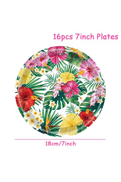 choice2 16pcs 7inch Plates Aloha Hawaii Theme Disposable Tableware Troal Turt...