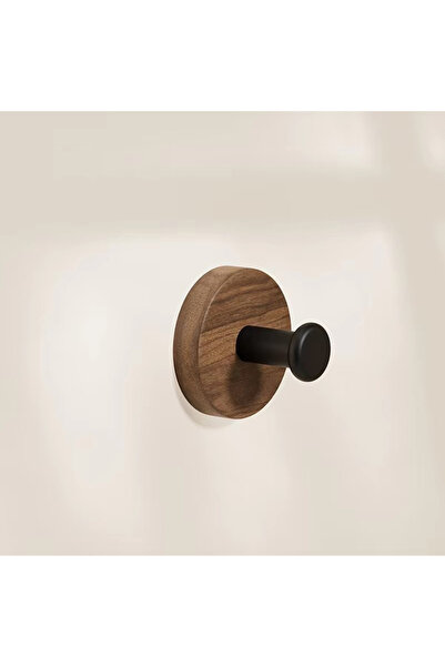 Choice5 قطعتان من خطافات خشبية صلبة سوداء ذاتية اللصق بلون الجوز، علاقة ملابس...