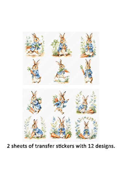 Choice ملصقان ملونان على شكل أرنب عيد الفصح الربيعي، قابلان لفّ بالأشعة فوق ا...