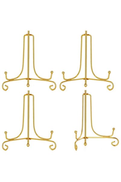 Choice 4pcs-gold 2/4/6/8Pcs Gold Bracket Book Holder Metal Bowl Plates Plate ...
