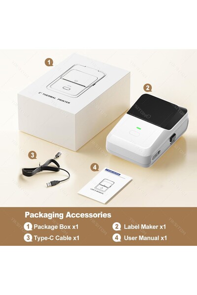choice2 White Standard YINSITOM 20-50mm Mini Portable Thermal Printer Bluetoo...