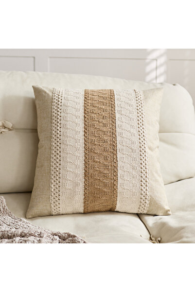 Choice1 غطاء وسادة واحد من قطن كتان بنمط بوهيمي مكرمية، مقاس 450 × 450 مم، مز...