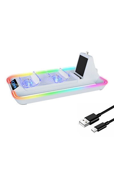 Choice جهاز PS5 Portal محمول أبيض اللون مزود بمؤشر LED للشحن، يمكنه شحن جهازي...