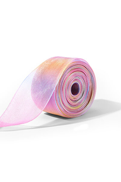 Choice M 1roll 1roll Rainbow Gift Wrapping Ribbon Organza Ribbon Transparent ...