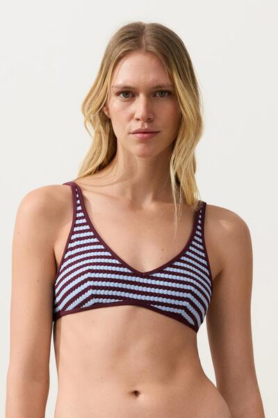 Oysho İki renkli çizgili halter bikini topu