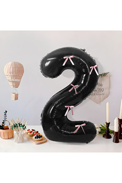 Choice7 40inch 2 Large black 0-9 digital aluminum film balloon, pink bow, bir...