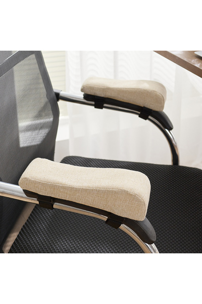 Choice1 Beige Cotton Linen Foam Elbow Pillow Chair Armrest Pads Support Arm R...