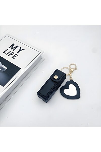 Choice1 Black Portable Lipstick Organizer with Heart Mirror Cute Keychain Com...