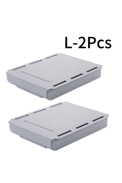 Choice1 grey-L-2pcs Self Adhesive Storage Drawer Box Makeup Pencil Tray Desk ...