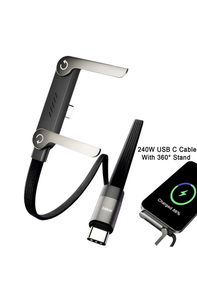 Choice Black 240W Fast Charging Foldable Mobile Phone Holder Data Cable Non-S...