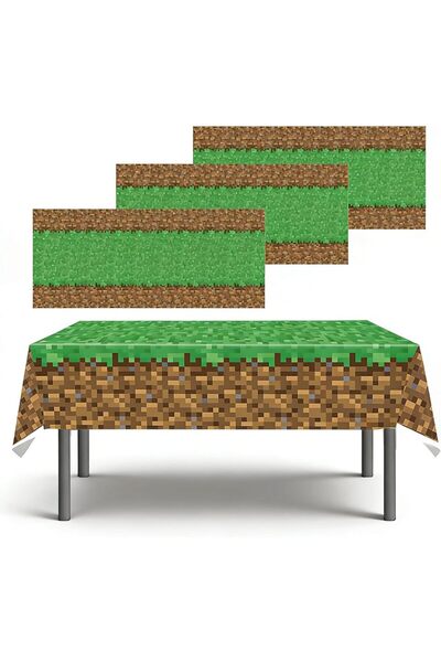 Choice1 1PC 3 Pcs Pixel Miner Tablecloth, Game Themed Birthday Birthday Party...
