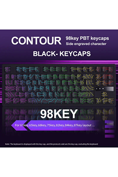 Choice1 أغطية مفاتيح KM98 سوداء محيطية من مادة PBT - مناسبة تمامًا لجهاز Atta...