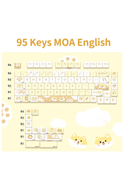 Choice4 حقيبة أغطية مفاتيح صفراء 95 مفتاحًا بتصميم كرتوني لطيف على شكل جرو وق...