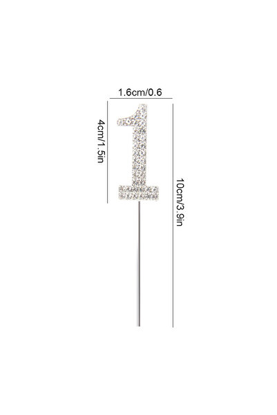 Choice18 B02-Silver 1 1Pc زينة كعكة على شكل أرقام من سبيكة ذهبية وفضية لامعة،...