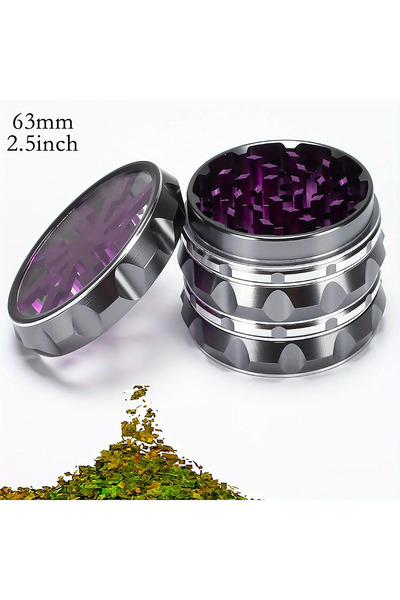 Choice silvery 2.5inch,65mm Hand Crank Aluminium Grinder with Clear Top, Blac...