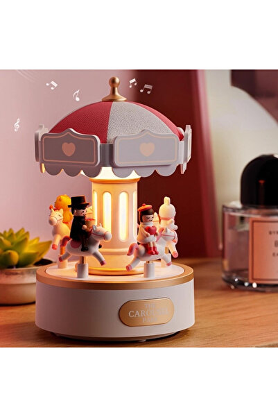 Choice Red Christmas Carousel Music Box Gift Night Light for Indoor Bedroom L...