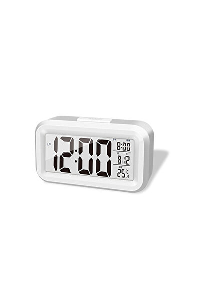 choice2 White Smart Digital Alarm Clk Black White LCD Display with Temperatur...