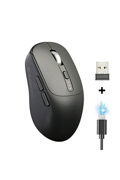 choice2 Black Wireless Mouse With USB 2.4Ghz Bluetooth Compatible Ergonomic W...
