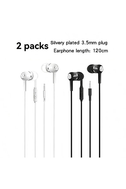 choice2 سماعات أذن بأسلاك NNBILI بيضاء وسوداء، مقاس 3.5 ملم، لون أبيض أو أسود...